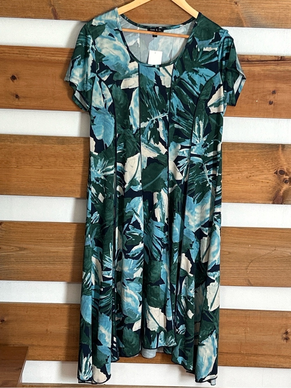 Sami & Jo Short Sleeve Floral Resortware Midi Flowy Fit & Flare Dress Size XL